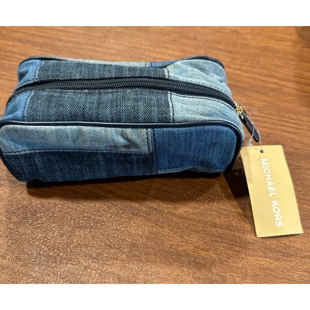Michael Kors Patchwork Multicolor Denim Zip Travel Pouch - Picture 4 of 8